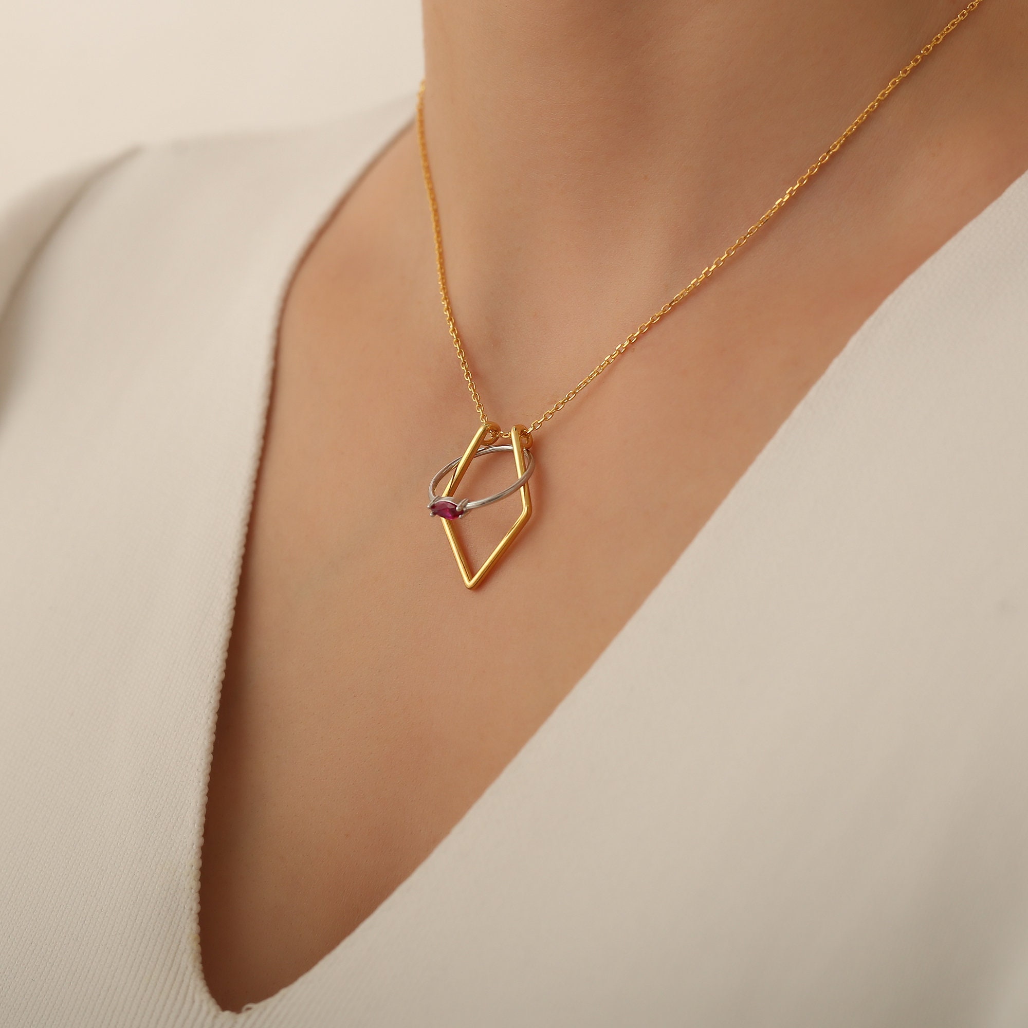 18K Solid Gold Ring Holder Necklace Gold Plated Ring Holder Etsy