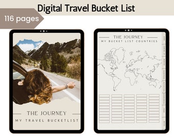 Digital Travel Bucket List | Digital Travel Journal | Goodnotes | Notability |Travel Planner | iPad Planner | Travel Diary | Travel Notebook