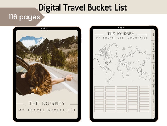 Digital Travel Bucket List for Couples Travel Journal and