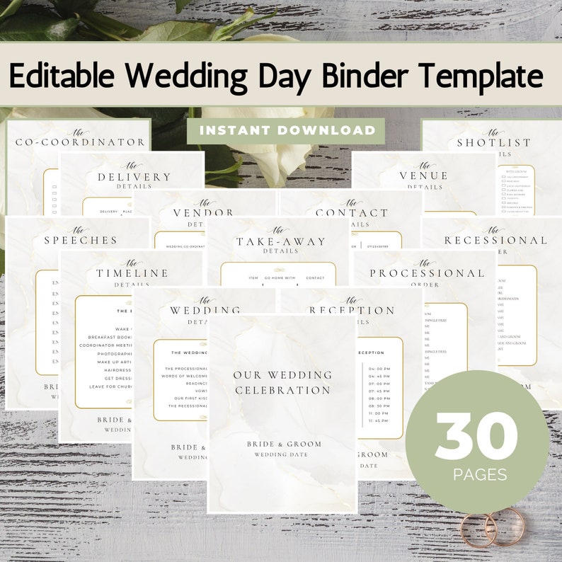 Wedding Day Binder Template, Wedding Day Information, Wedding Wedding Day Binder Template, Wedding Day Information, Wedding