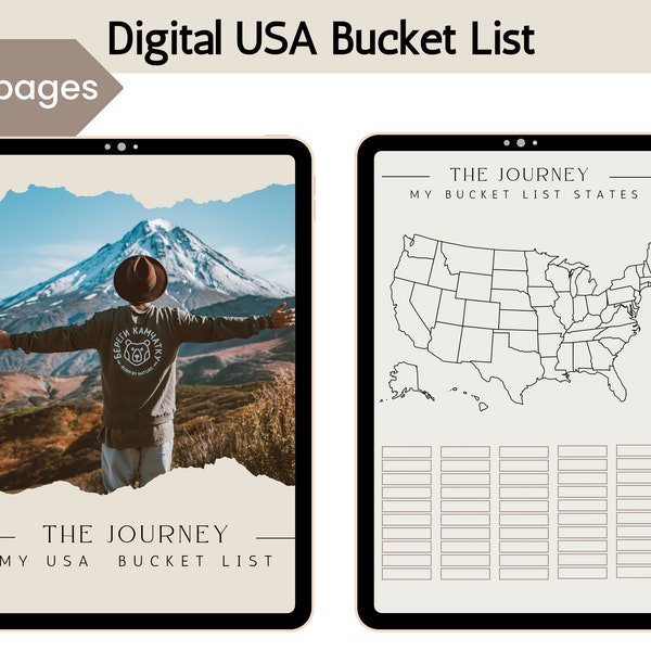 Digital USA Bucket List | Digital Travel Journal | Goodnotes | Notability |Travel Planner | iPad Planner | Travel Diary | Travel Notebook