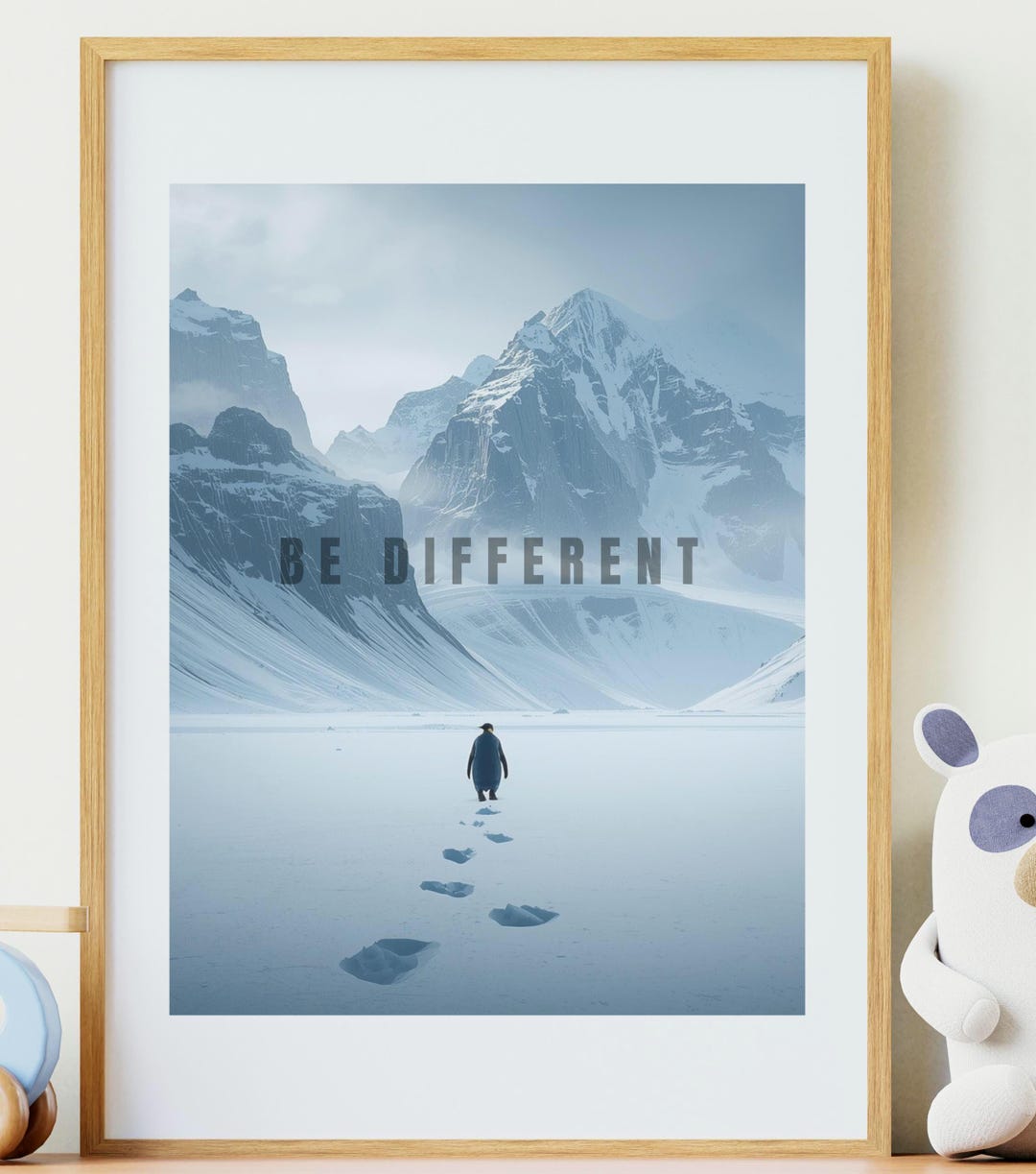 Be Different Penguin Poster, Viral Penguin Walking Into Mountains ...