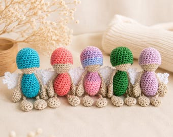 Crocheted guardian angel | Small handmade angel | Gift for christening, birth, communion | Lucky charm | Amigurumi angel