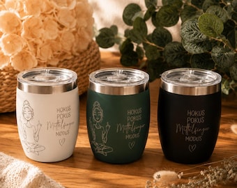 Insulated coffee mug 250 ml – Hocus Pocus Middle Finger Mode – cheeky thermal mug with slogan – Coffee to go – Gift with humor