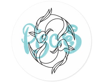 Pisces Zodiac Sticker - Fish Symbol, Water Resistant