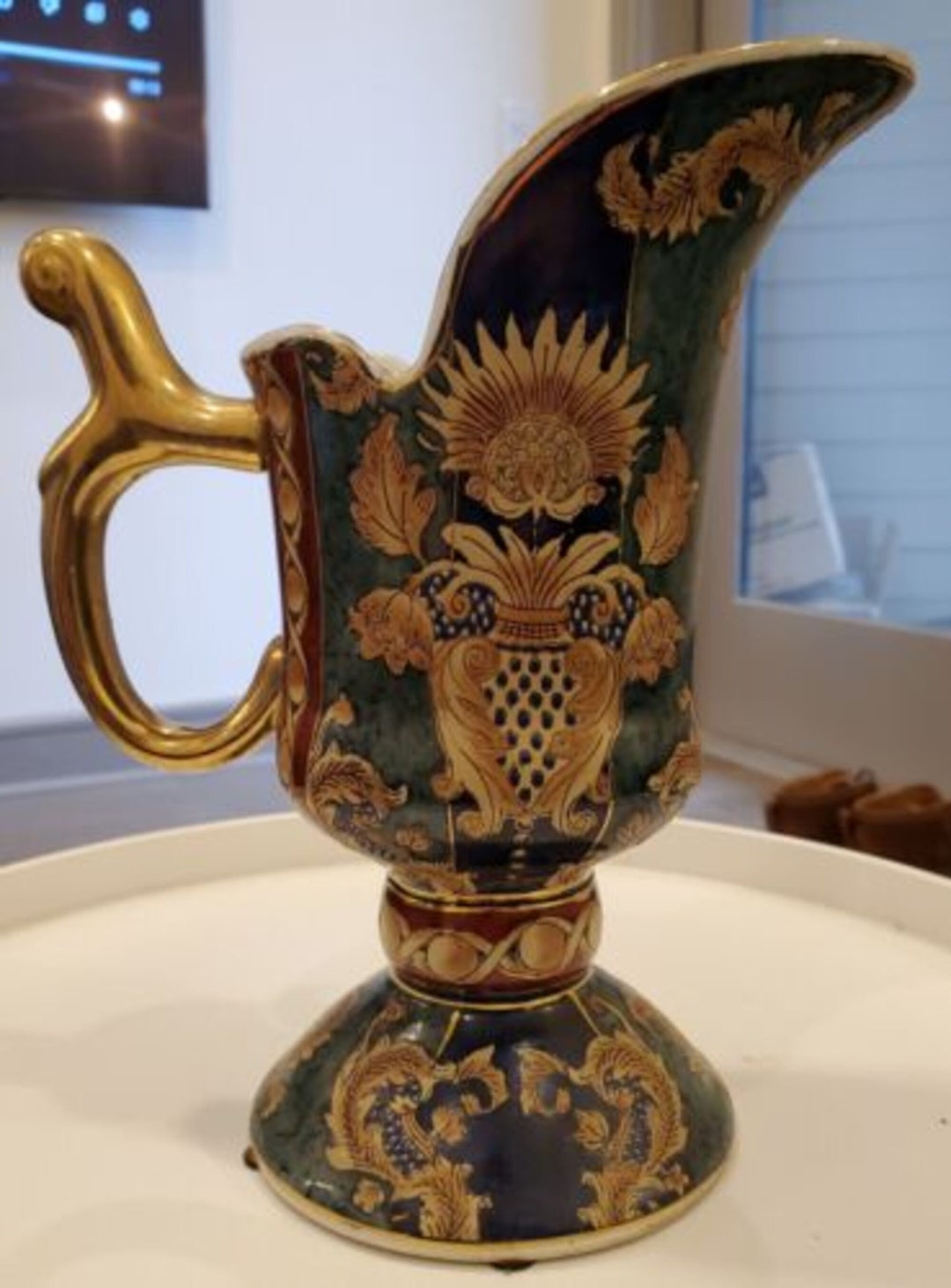 Oriental Accents Tradition Leaf Design Decorative Pitcher / Vase With