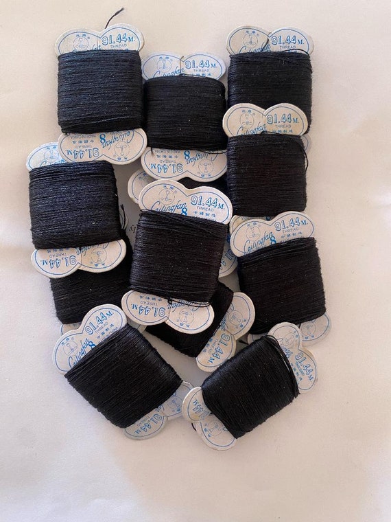 4 Pieces of African Rubber Hair Thread, Black Anango Yarn