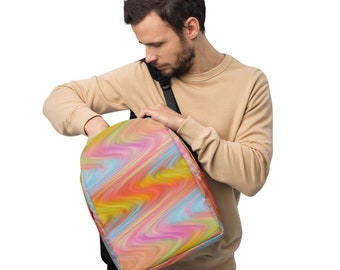 Soft Colorful Waves Minimalist Backpack