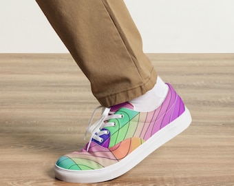 Bright Waves w/Lines Men’s lace-up canvas shoes