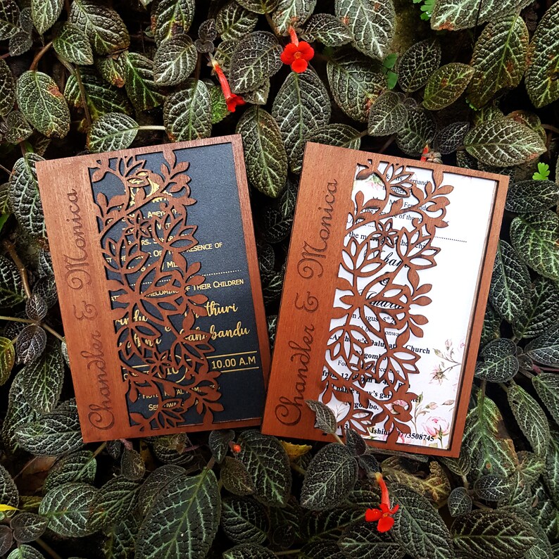 Wedding Invitation Laser Cut Personalized Wooden Wedding Etsy