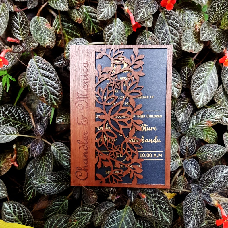 Wedding Invitation Laser Cut Personalized Wooden Wedding Etsy