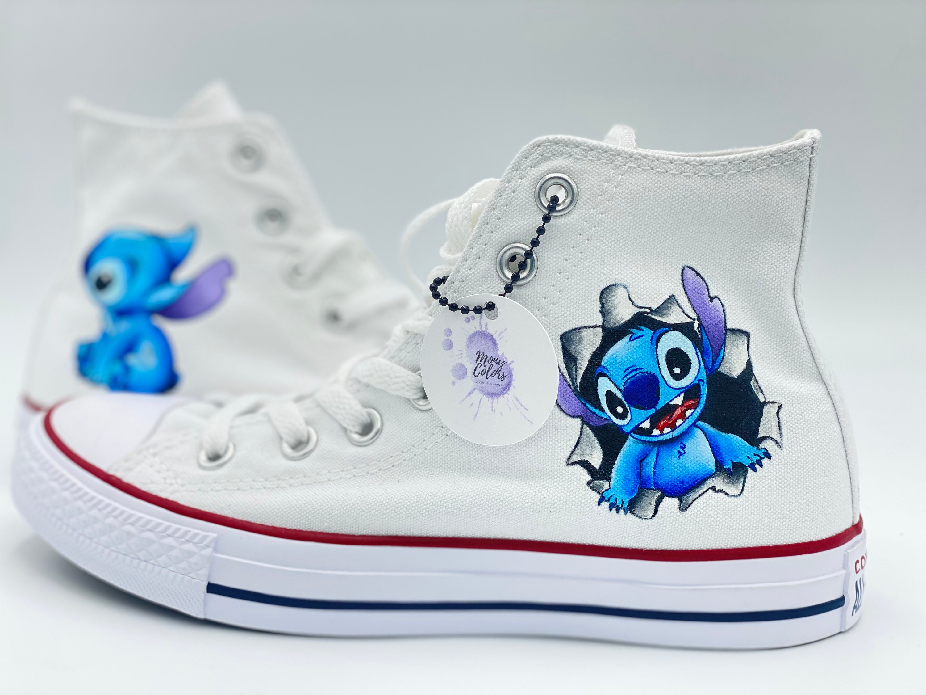 Disney Stich Converse All Star Custom, Hand Painted Lilo & Stitch 