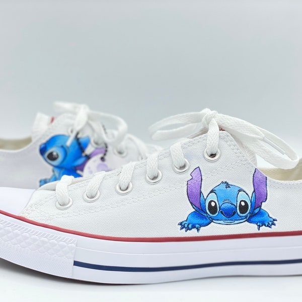 Chaussures personnalisées Stitch Converse All Star, peintes à la main Lilo & Stitch