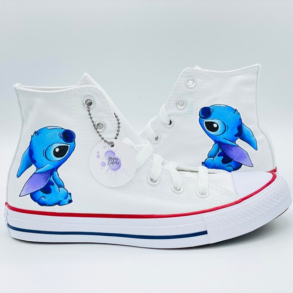 Chaussures personnalisées Stitch Converse All Star, peintes à la main Lilo & Stitch