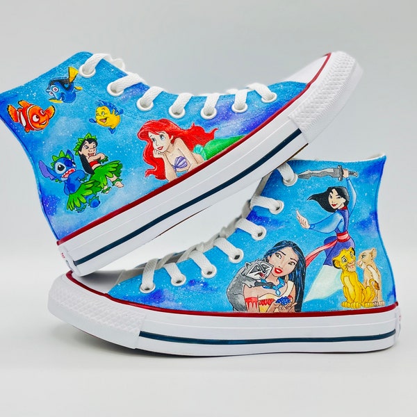 Zapatos personalizados Disney Converse All Star personalizados, dibujos animados de Disney pintados a mano, villanos