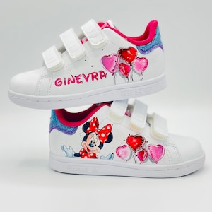 Baby Shoes Minnie Mouse adidas shoes, Minnie Mouse first birthday outfit, Minnie Mouse custom shoes, Minnie Mouse pink shoes