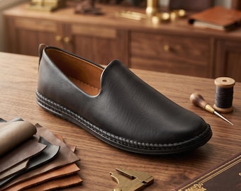 Handgjorda läderloafers | Slip-on klännings- och vardagsskor för män