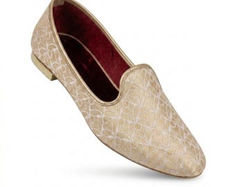 Men's Embroidered Jutti Flats, Handmade Punjabi Khussa Shoes, Wedding Ethnic Loafers