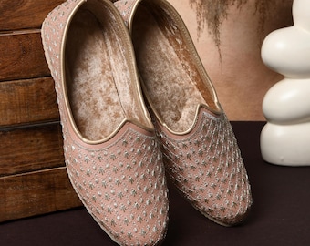 Handgjorda män ros rosa Mojari Jutti | Broderad Etnisk & Bröllop Jutti | Traditionella indiska brudgumskor