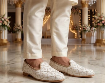 Men's Handmade Mojari Shoes | Embroidered Wedding Jutti | Traditional Indian Groom Footwear | Ethnic Slip-On Loafers