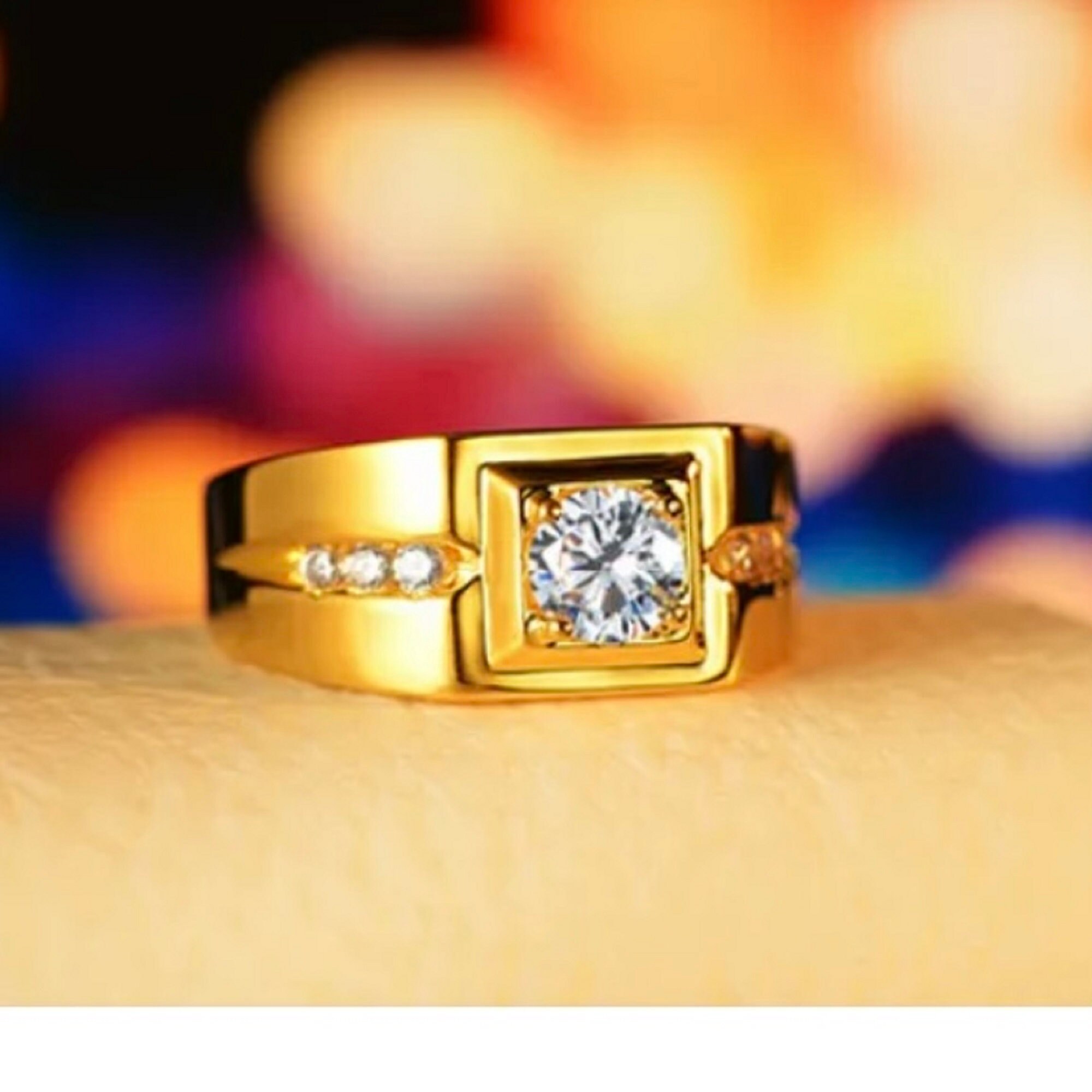 Solid 14k Gold Ring CZ Diamond Ring Minimalist Ring Etsy