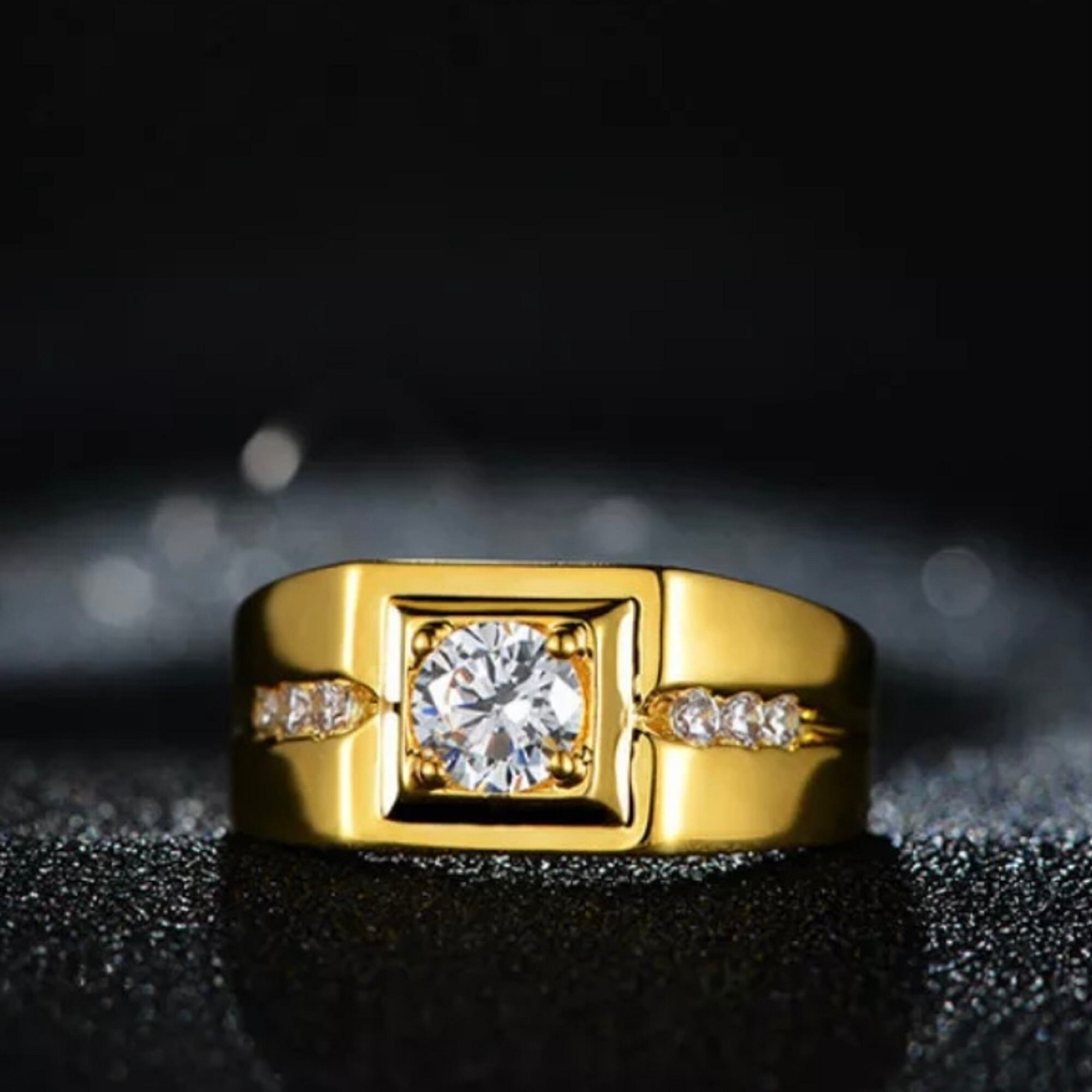 Solid 14k Gold Ring CZ Diamond Ring Minimalist Ring Etsy