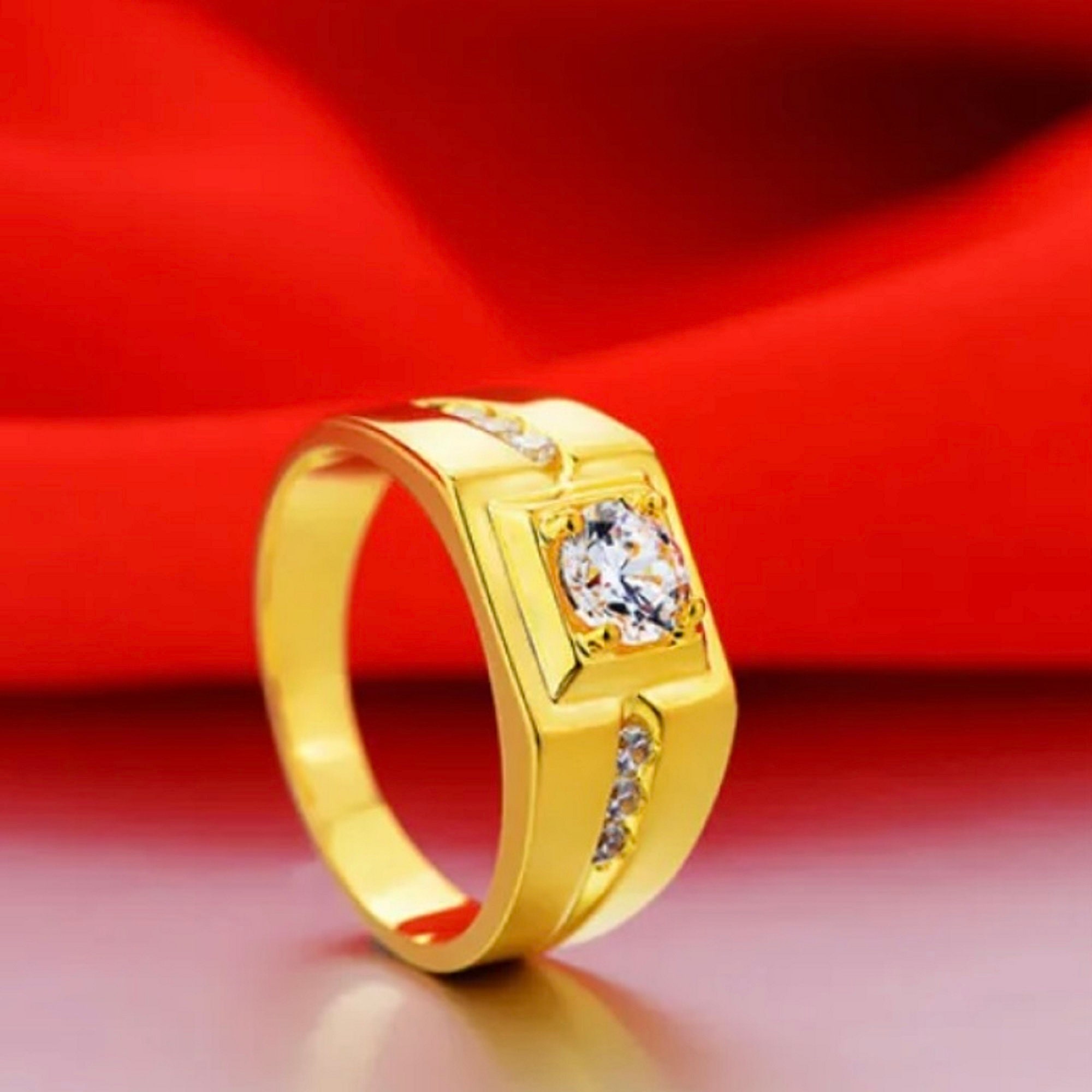 Solid 14k Gold Ring CZ Diamond Ring Minimalist Ring Etsy