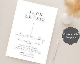 Minimalist Wedding Invitation Template | Template Download | Editable Invitation | Modern Wedding Invite