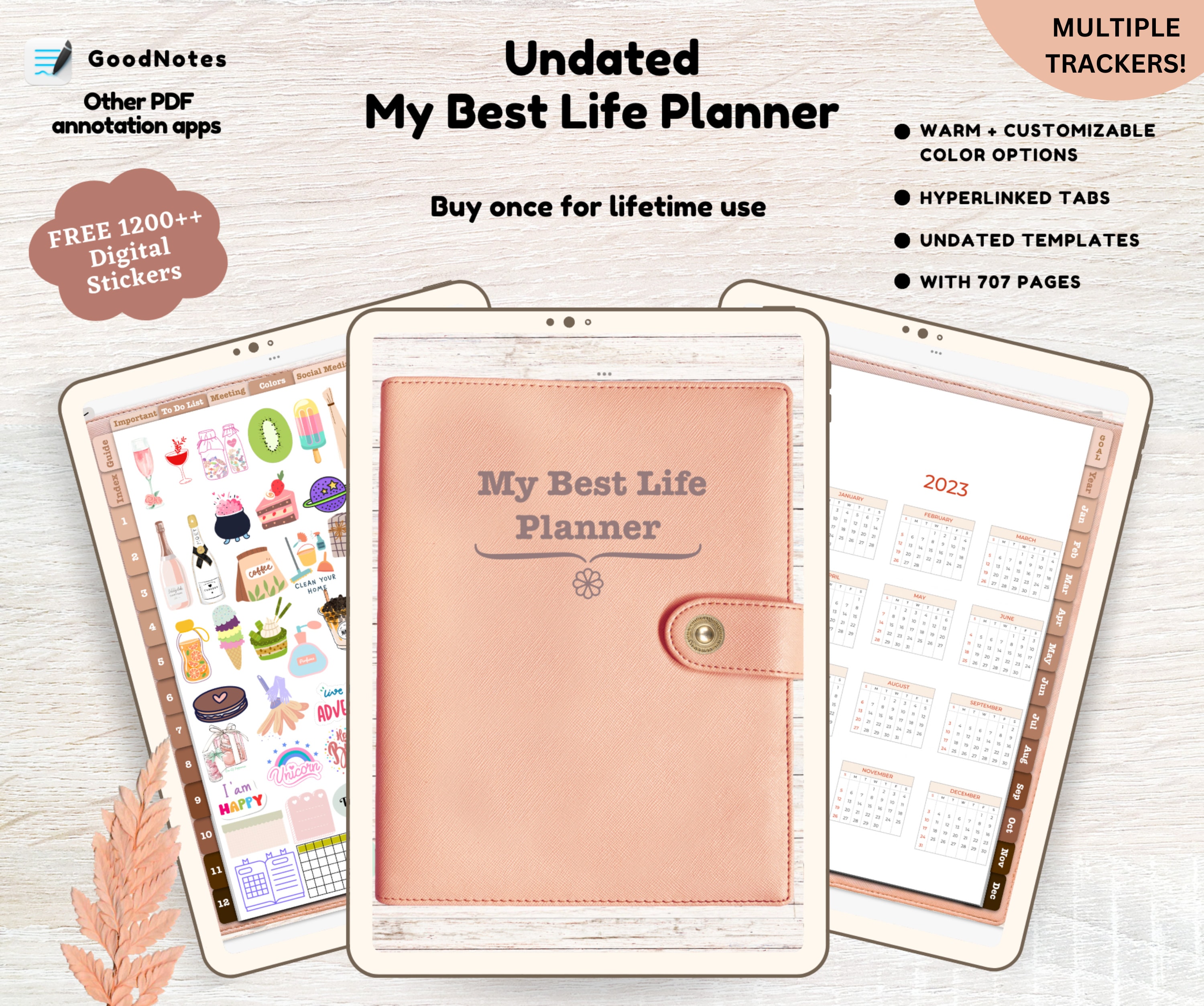 Undated Digital Planner My Best Life Planner Monthly Etsy