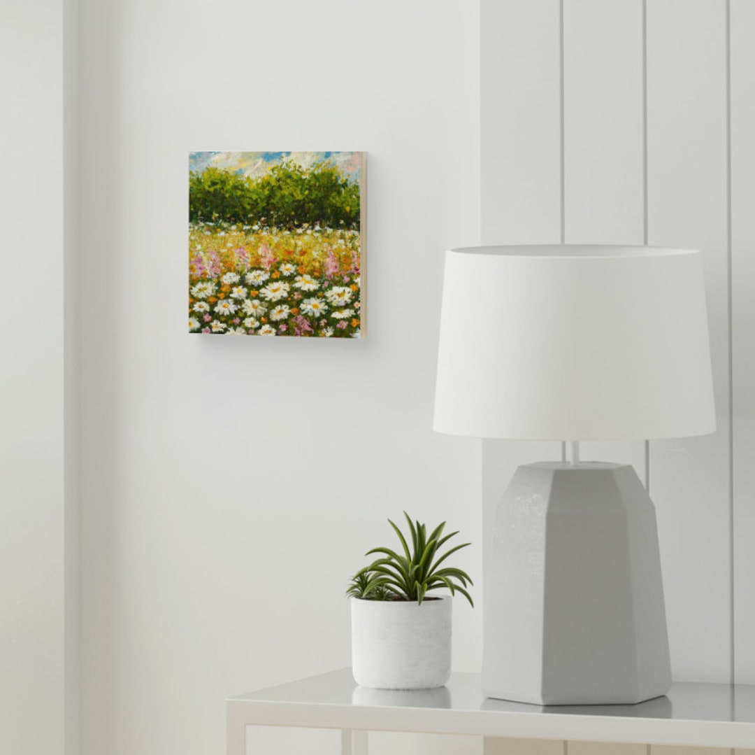 Wildflower Field Landscape Oil Painting Wall Art - Etsy