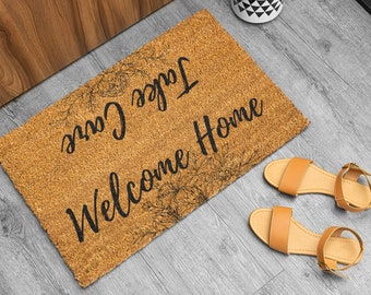 Welcome Home & Take Care Coco Coir Doormat