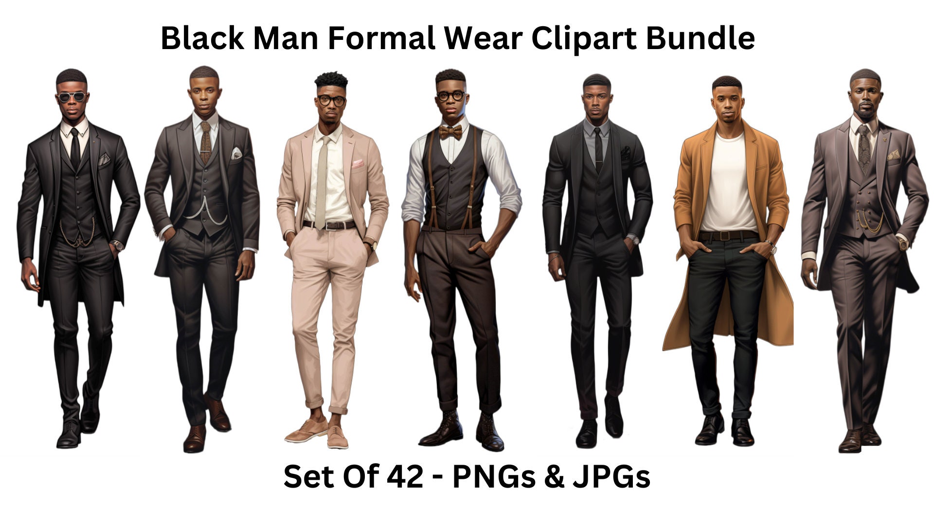Black Men Formal Wear Clipart Set of 42 Office Men Clipart Winter Fashion Clipart Black Men Clipart for Sticker planner print cardmaking Etsy UK