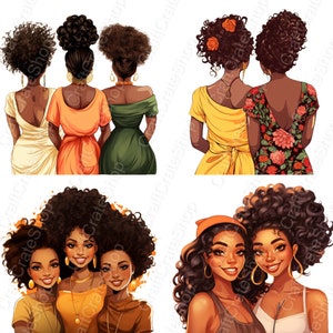 Sisterhood Clipart - Set of 30, Friends Clipart, Black Girl Clipart, Black Woman Clipart, Black Girls Magic for Sticker/Planner/Print/POD