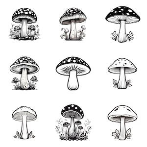 Mushroom Clipart- Set of 55 Mushroom Svg, Mushroom svg bundle, Mushroom Clipart, Mystical Moon Mushroom Svg,Magic mushroom SVG, Svg, Png,Jpg