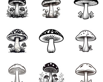 Mushroom Clipart- Set of 55 Mushroom Svg, Mushroom svg bundle, Mushroom Clipart, Mystical Moon Mushroom Svg,Magic mushroom SVG, Svg, Png,Jpg