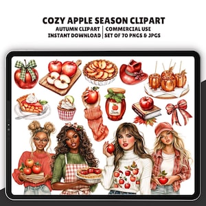 Aquarell Apple Cottage Clipart, Apfelernte PNG, Gemütliche Herbstäpfel, Rote Scheune Herbst Clipart, Apfelkorb, Apfelkuchen, Apfelgarten PNG