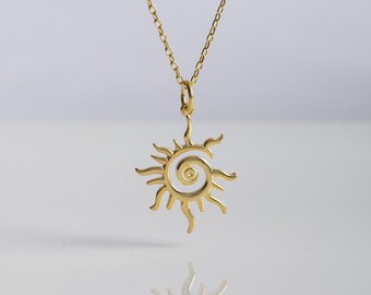 Sterling Silver Sun Necklace: Delicate Sunburst Pendant, Minimalist Style