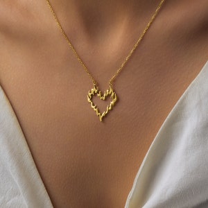 Heart Burning Necklace - Heart Flaming Necklace - Silver Heart-Shaped Pendant - Heart on Fire Necklace - Minimal Heart Pendant