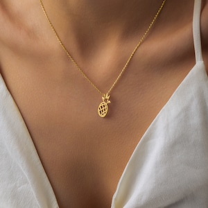 Pineapple Necklace - Silver Pineapple Necklace - 18k Gold Filled Fruit Necklace - Vegan Necklace - Fruit Minimal Pendant - Bridesmaid Gift