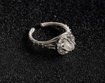 Galadriel's Nenya Ring: Sterling Silver Crystal Quartz, Elven Jewelry