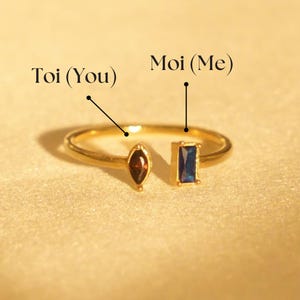 Toi et Moi Birthstone Ring, Custom Duo Birthstone Ring, Personalized Birthday Gift for Couples, You and Me Ring, Birthday Unique Gift