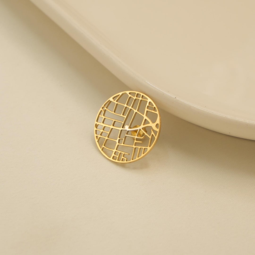 Custom Map Brooch, Sterling Silver Coordinate Pin, Personalized Travel ...