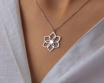Sterling Silver Flower Necklace: Minimalist Elven Jewelry