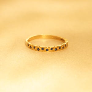 Triangle Birthstone Ring • Round Trendy Stackable Ring • Anniversary Gift • 14k Gold Customized Gemstone Ring