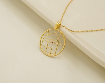 Sterling Silver Custom Map Necklace: Personalized Location Pendant