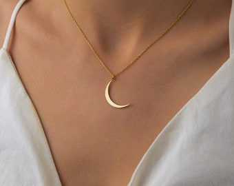 Sterling Silver Crescent Moon Necklace - Handmade Celestial Jewelry