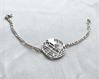 Custom Map Coordinate Bracelet: Sterling Silver Location Jewelry