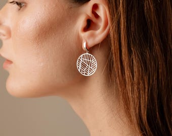 Custom Map Earrings: Sterling Silver Coordinate Eardrops, Where We Met, Valentines Day Gift