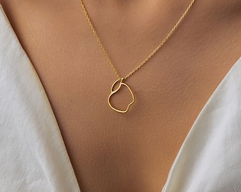 Minimalist Apple Necklace: Sterling Silver Fruit Pendant