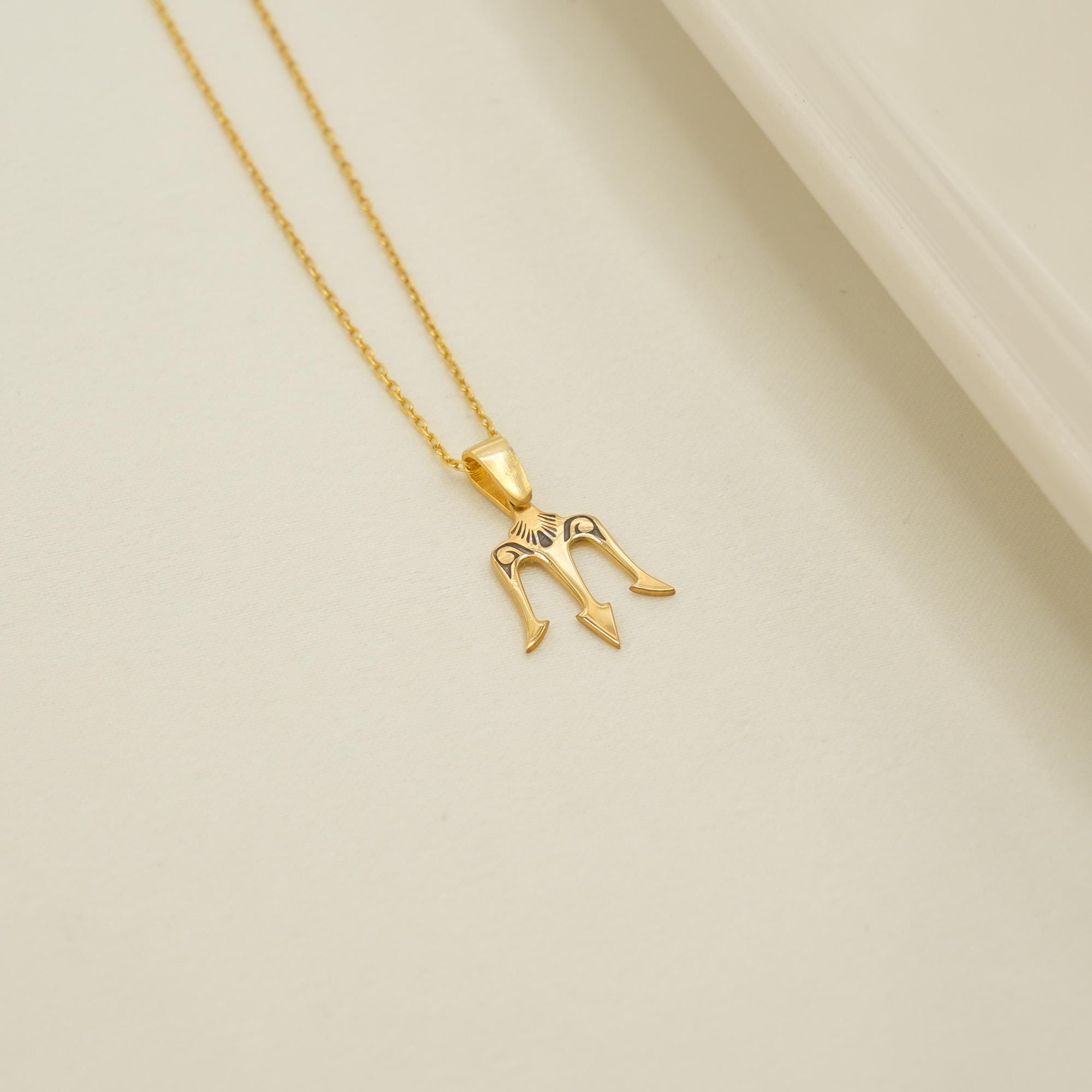 Mythical Poseidon Necklace - Handcrafted Trident Pendant - Ocean God Silver Jewelry - Fantasy Enchanted Necklace